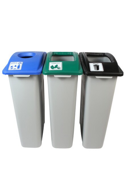 WASTE WATCHER Recycling Station for Waste, Cans and Compost 69 Gal #BU100984000