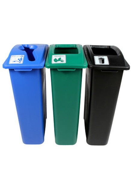 WASTE WATCHER Triple Containers Waste, Recycling and Compost 69 Gal #BU101057000