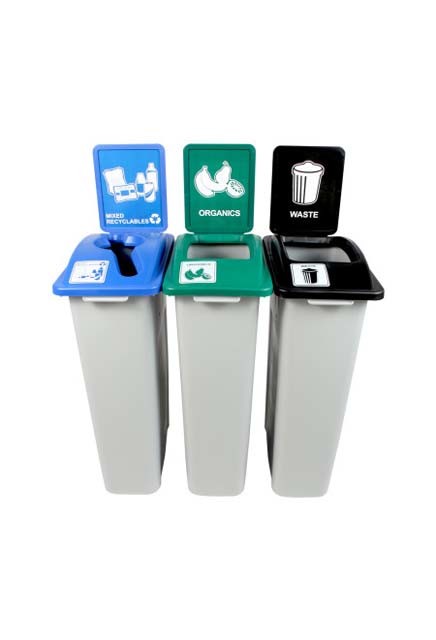 WASTE WATCHER Recycling Station Waste, Recycling and Organics 69 Gal #BU100986000