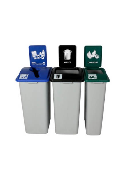 Trio contenants recyclage mixte, compost et déchets Waste Watcher XL #BU101346000