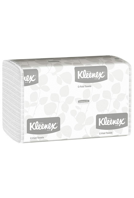 01500 KLEENEX Essuie-mains pliés en C blanc, 16 x 150 feuilles #KC001500000