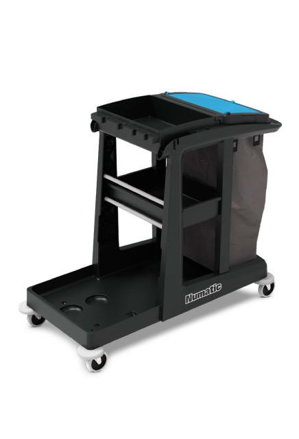 Janitor Cart with Shelf Storage and Cleaning Bag ECO-MATIC EM3 #NA911162000