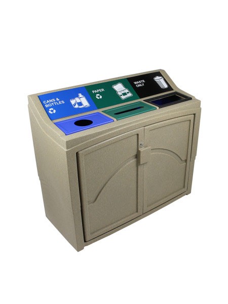 Triple Container PAVILION, Waste Cans Bottles Papers 66 gal #BU101449000