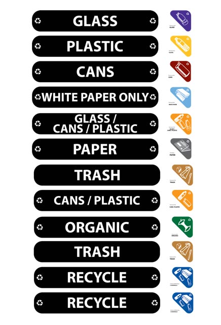 Applicable Recycling Labels for Recycling Bins #RB179297500
