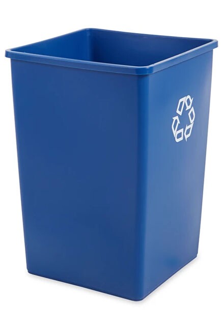 395873 UNTOUCHABLE Square Recycling Container Blue 35 gal #RB395873BLE