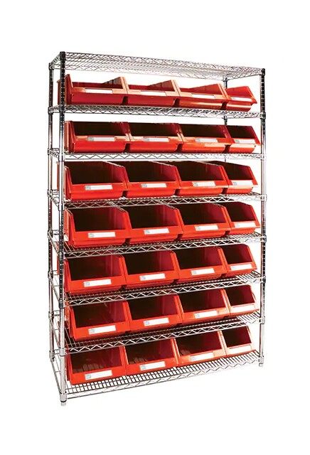 Étagères robustes en treillis métallique avec bacs, Tiers 8 #TQ0RL834000