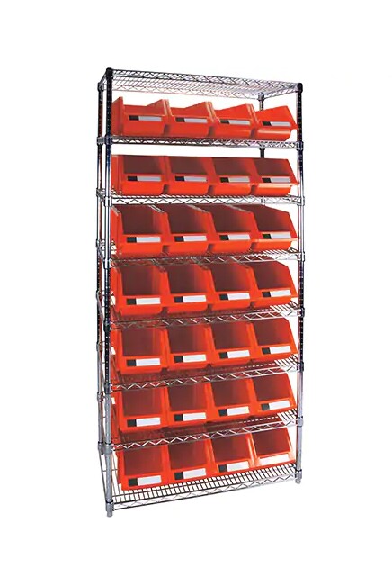 Étagères robustes en treillis métallique avec bacs, Tiers 8, 18" P #TQ0RL822000