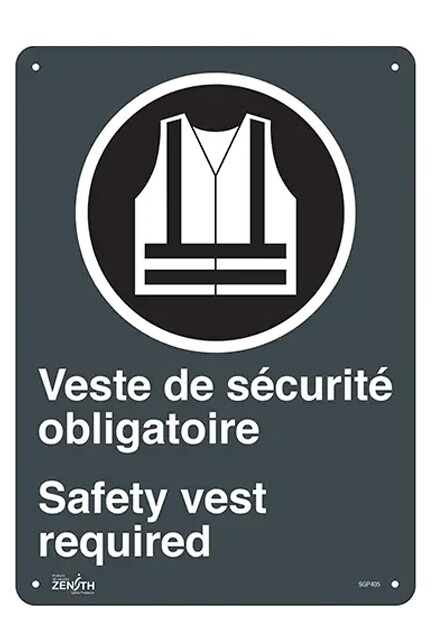 "Safety Vest Required" Bilingual Safety Sign #TQSGP404000