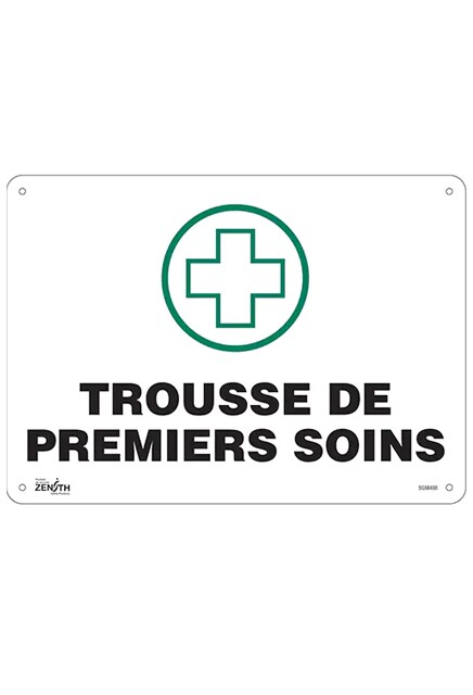 Enseigne " Trousse de premiers soins" en français #TQSGM497000