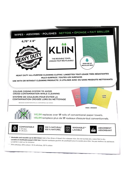 Kliin Chiffon réutilisable et compostable en feuilles #KL094054000