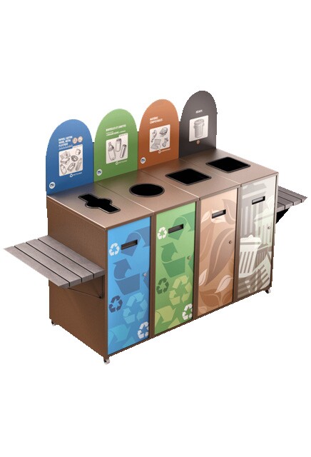 MULTIPLUS Îlot de récupération à 4 voies avec tablette 87L #NIMU874TBRU
