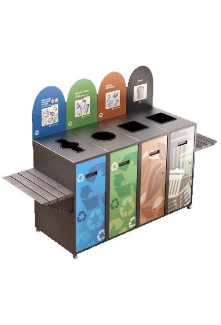 MULTIPLUS Îlot de récupération à 4 voies avec tablette 87L #NIMU874TGRI