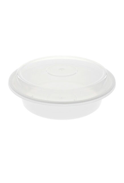 Contenant rond en plastique recyclable et réutilisable avec couvercle #EC450552100