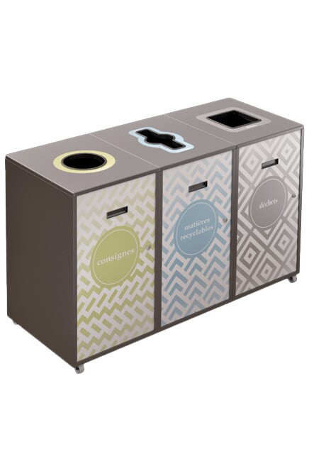 LOUNGE Station de recyclage 3 voies 120L #NILO1203GRI