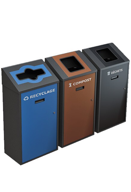 TRANSIT 3-Stream Wall Mounted Recycling Station 58L #NITR5803GRI