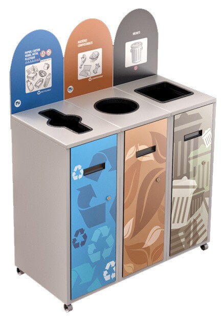 MULTIPLUS Îlot de récupération à 3 voies 120L #NIMU12003P4BLA