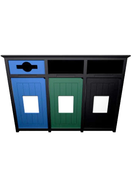 AURA 3-Stream Recycling Station with Panel 96 Gal #BU121523000