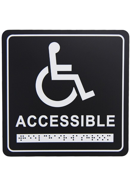 English and Braille Emboss Washroom Pictogram #FR964BLK000
