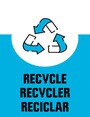 Affiches autocollantes trilingues pour station de recyclage