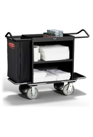 Chariot de ménage double à 2 tablettes Rubbermaid 9T62 #RB009T62NOI
