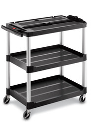 Chariot audio-visuel à 3 tablettes et roues de 3" pour télés 24" #RB009T28NOI