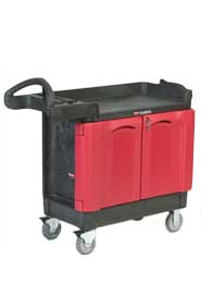 Chariot de travail petit à 2 portes verrouillables Rubbermaid 4512-88 #RB451288NOI