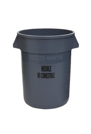 Waste Container Branded 'Inedible' for Food Plant Rubbermaid 2632-56 Brute CFIA #RB263256GRI