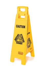 Trilingual Floor Sign "Caution" Printed on Four Sides #RB006114000