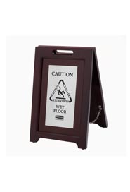 Trilingual 2-Sided Wooden Caution Sign Executive Series #RB186750800