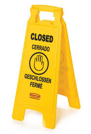 Floor Sign with Multi-Lingual "Closed" Imprint 2-sided #RB611278000