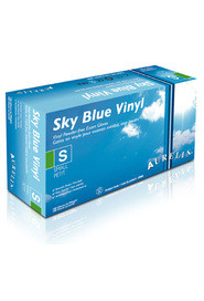 Gants d'examen Aurelia Sky Blue en vinyle sans poudre #SE038997000