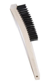 Brosse à fils d'acier trempé avec long manche incurvé - 4 rangées #AG099021000