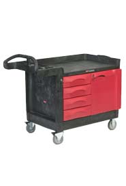 Chariot de travail à tiroirs et portes verrouillables Rubbermaid 4533-88 #RB453388NOI