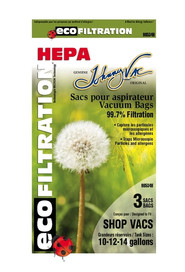 90534H HEPA microfilter vacuum cleaner bags - Shop Vac 10-14 Gal #JV90534H000