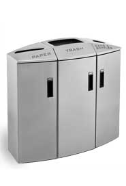 Station de recyclage à trois sections avec doublure de plastique rigide #RB348600600