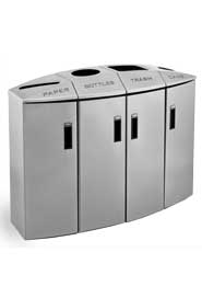 Station de recylage à quatre sections avec doublure en plastique rigide #RB348601200
