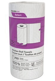 K250 SELECT White Kitchen Roll Towels, 12 x 250 Sheets #CC00K250000