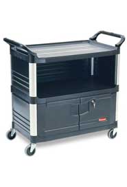 Chariot de service à 3 tablettes, 3 côtés fermés et cabinet verrouillable Rubbermaid 4095 #RB004095NOI