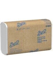 01804 SCOTT  White Multifold Hand Towels, 16 x 250 Sheets #KC001804000