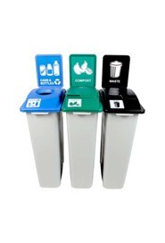 Trio Containers for Cans, Compost and Waste Waste Watcher, Lift Lid #BU100999000