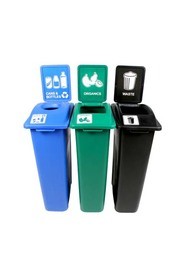 Trio contenants canettes, organiques, déchets Waste Watcher, Ouvert BVN #BU101073000