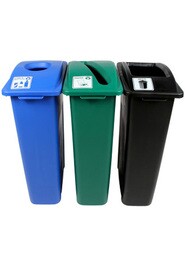 WASTE WATCHER Recycling Station for Waste, Cans and Papers 69 Gal #BU101061000