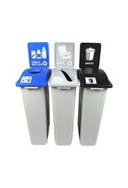 Trio Containers Cans, Paper and Waste Waste Watcher, Lift Lid #BU100993000