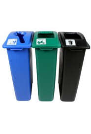 WASTE WATCHER Triple Containers Waste, Recycling and Compost 69 Gal #BU101059000