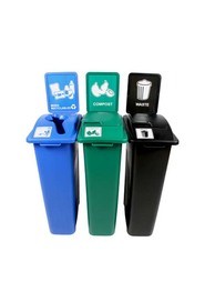 Trio contenants recyclage, compost et déchets Waste Watcher, fermé #BU101069000