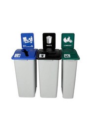 Trio contenants recyclage mixte, compost et déchets Waste Watcher XL #BU101347000