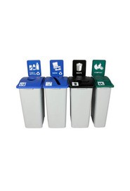 Quatre contenants canette, papier, compost et déchet Waste Watcher XL, ouvert #BU101363000