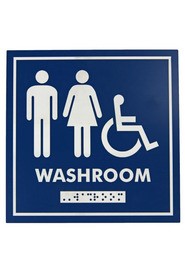 Neutral Emboss Washroom Pictogram, Wheelchair Symbol, Braille, English #FR000966000