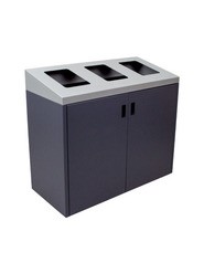 Poubelle inclinée intérieure triple grise SUMMIT 96 gal #BU105181000