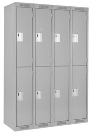 Bank of 4 2-tiers Steel Clean-Line™ Lockers, Assembled #TQ0FJ158000